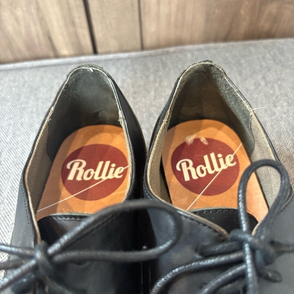 Rollie Women’s 6 Madison Oxford Derby Shoes Lace Up Black White - Picture 10 of 14